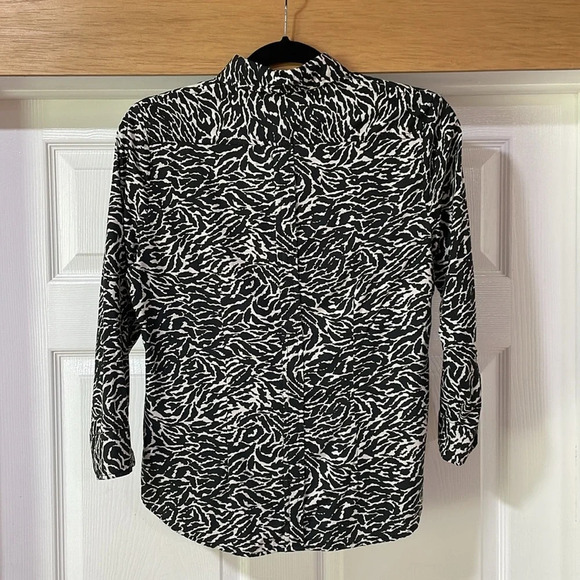 MG Silk Collection Shirt Casual Animal Print Button Down Blouse Black Size M - Picture 3 of 9